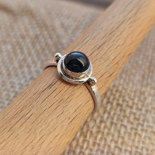 Sterling Silver & Black Star Diopside Solitaire Ring