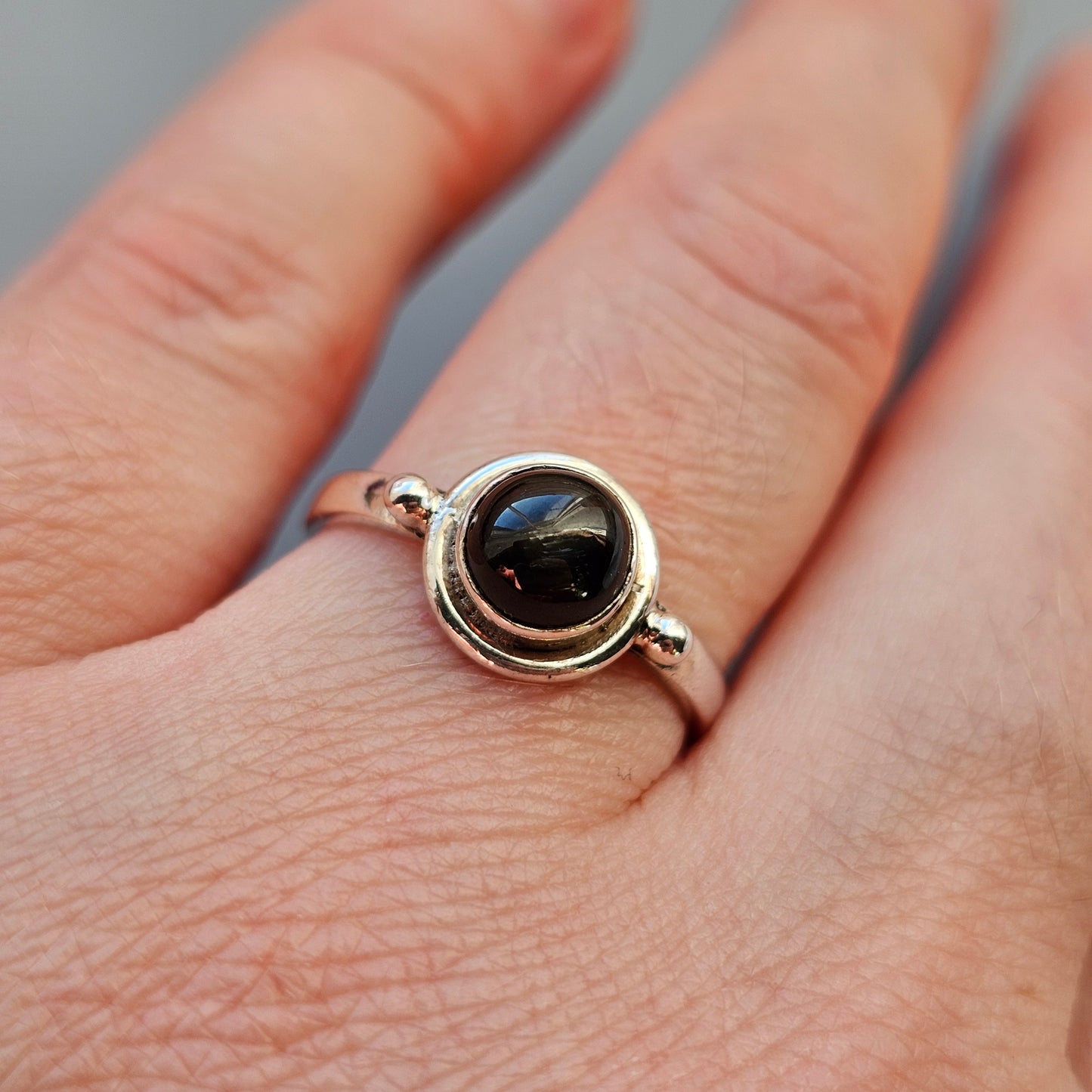 Sterling Silver & Black Star Diopside Solitaire Ring