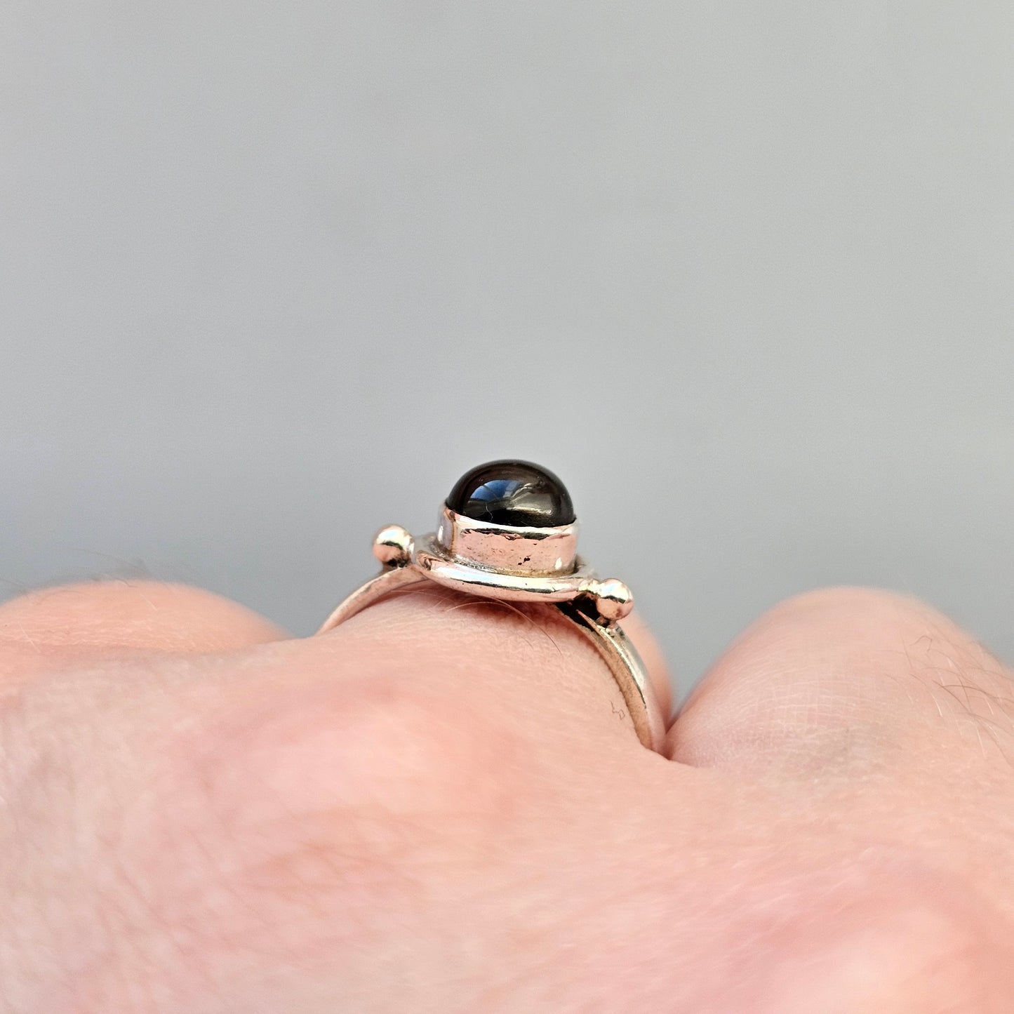 Sterling Silver & Black Star Diopside Solitaire Ring