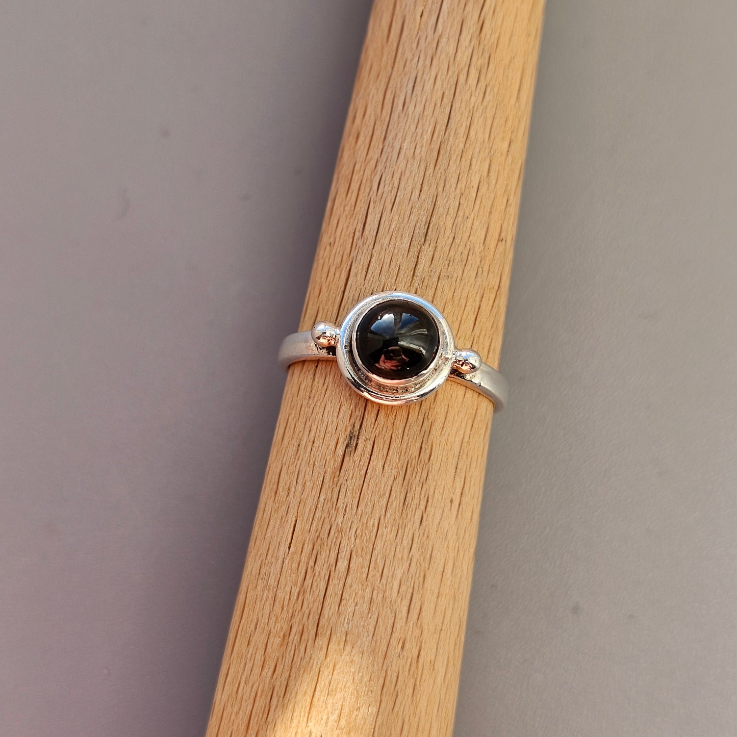 Sterling Silver & Black Star Diopside Solitaire Ring