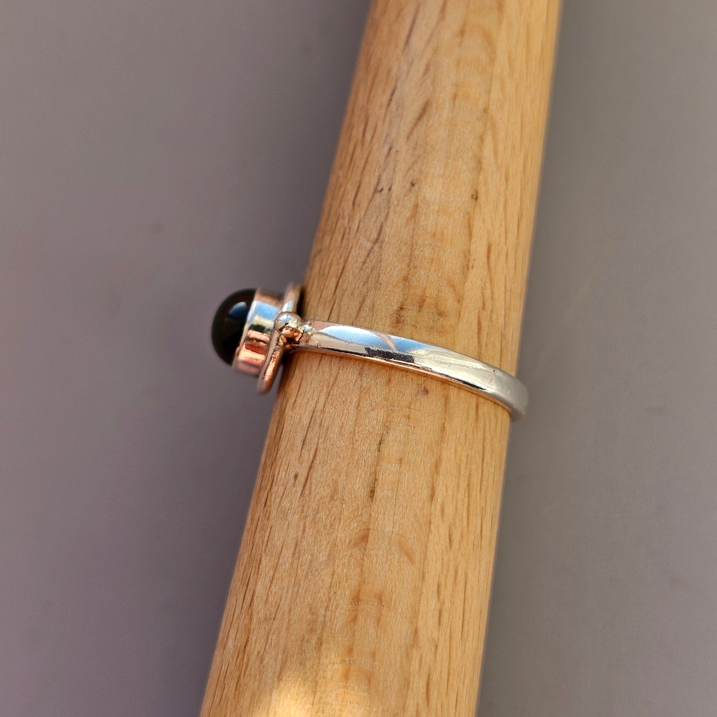Sterling Silver & Black Star Diopside Solitaire Ring