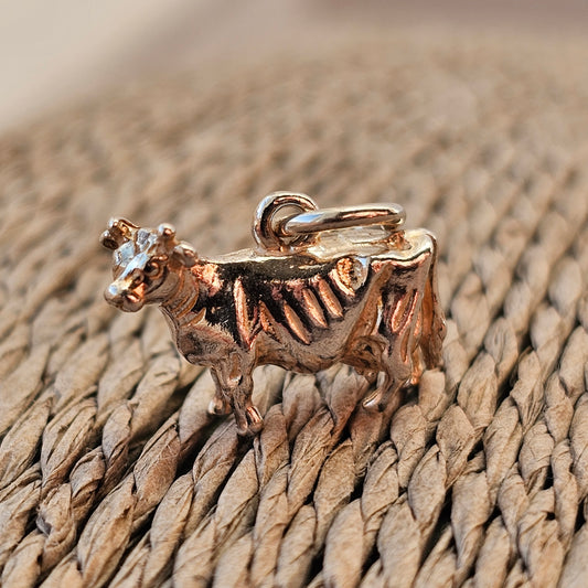 Vintage Silver Dairy Cow Bracelet Charm Pendant