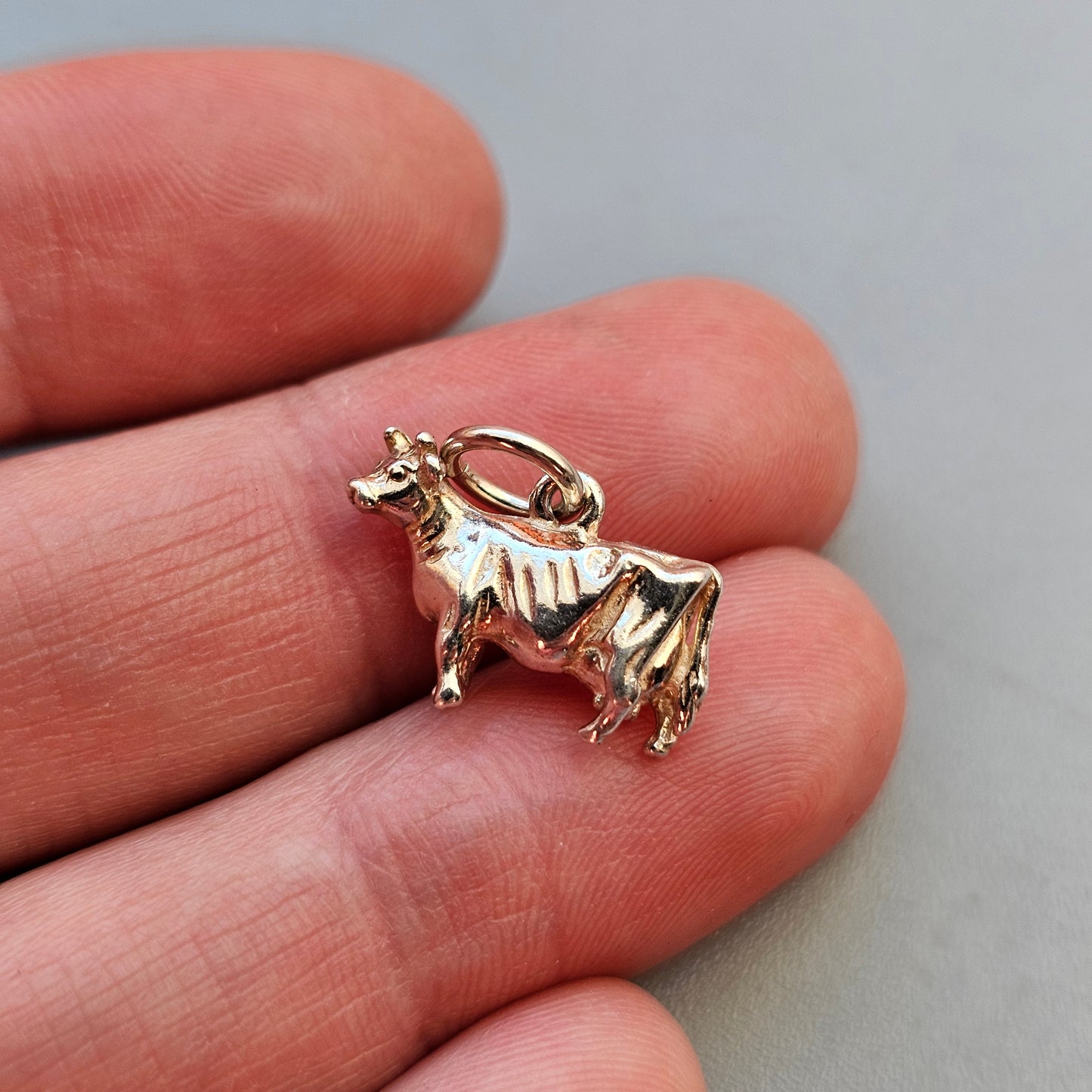 Vintage Silver Dairy Cow Bracelet Charm Pendant