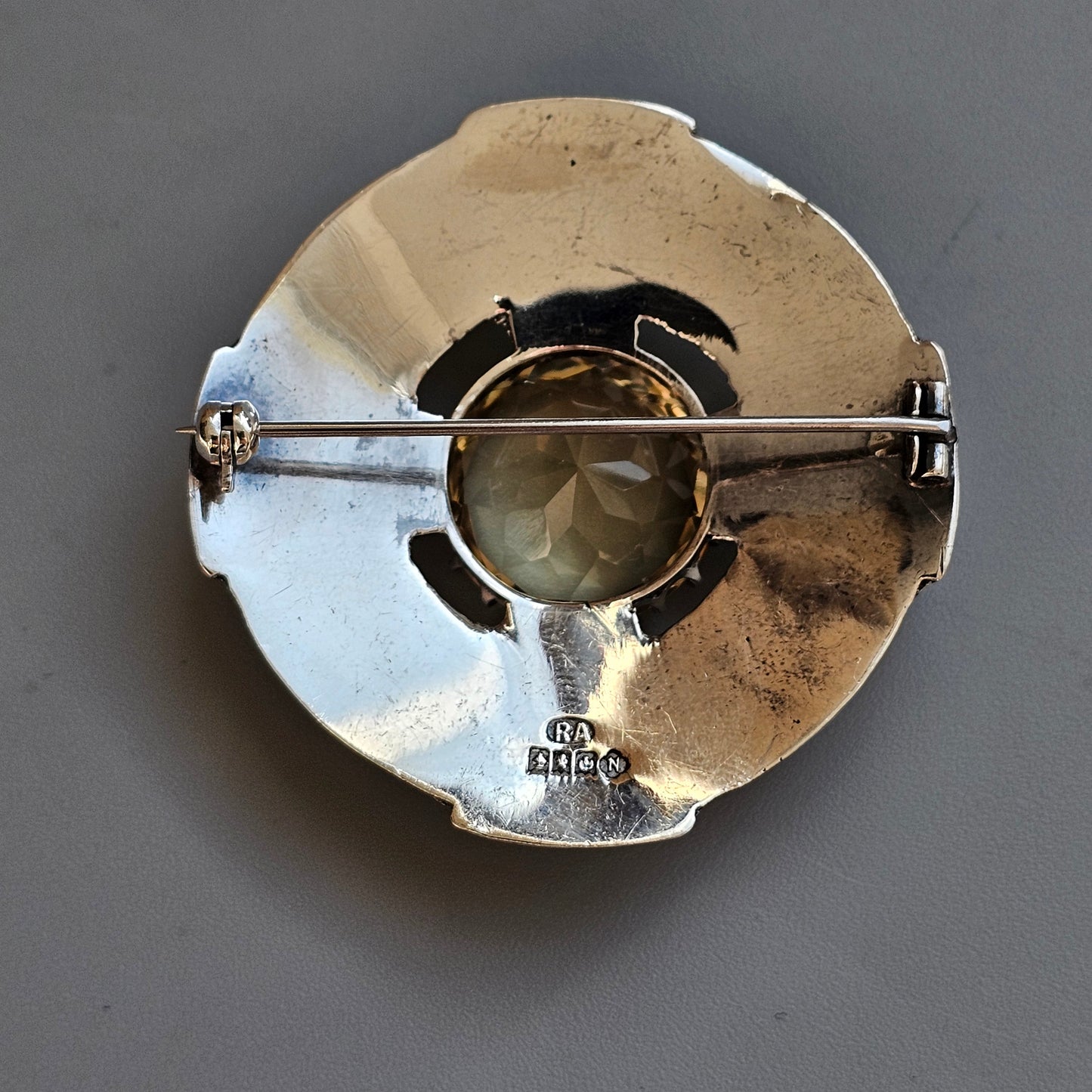 1960s Scottish Sterling Silver & Citrine Plaid Brooch – Robert Allison, Glasgow 1960, Highlands