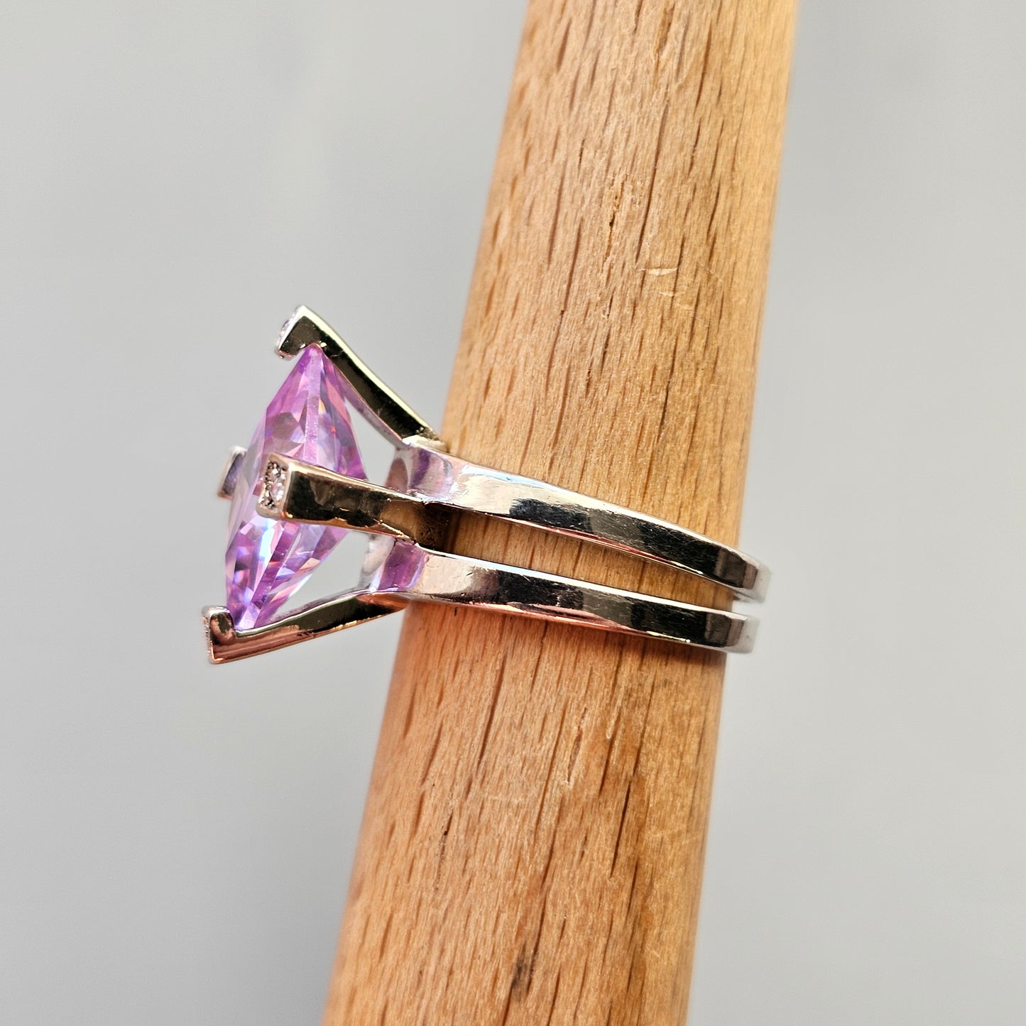 Sterling Silver & Square Cut Purple Cubic Zirconia Ring by Indo Nordic