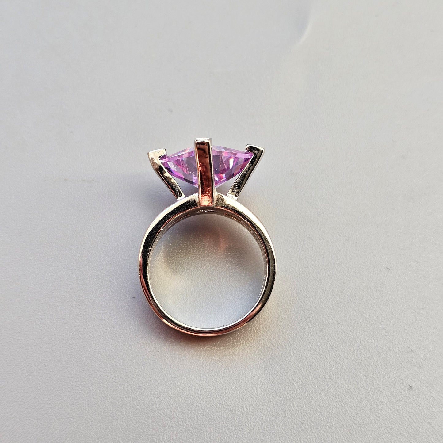 Sterling Silver & Square Cut Purple Cubic Zirconia Ring by Indo Nordic