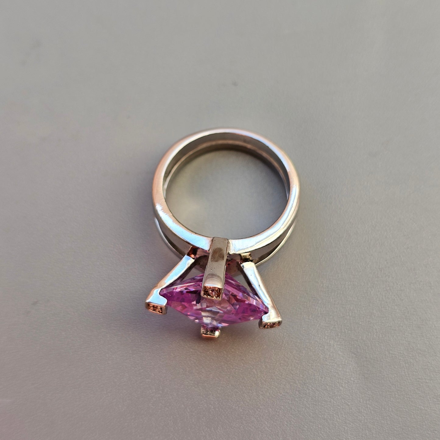 Sterling Silver & Square Cut Purple Cubic Zirconia Ring by Indo Nordic