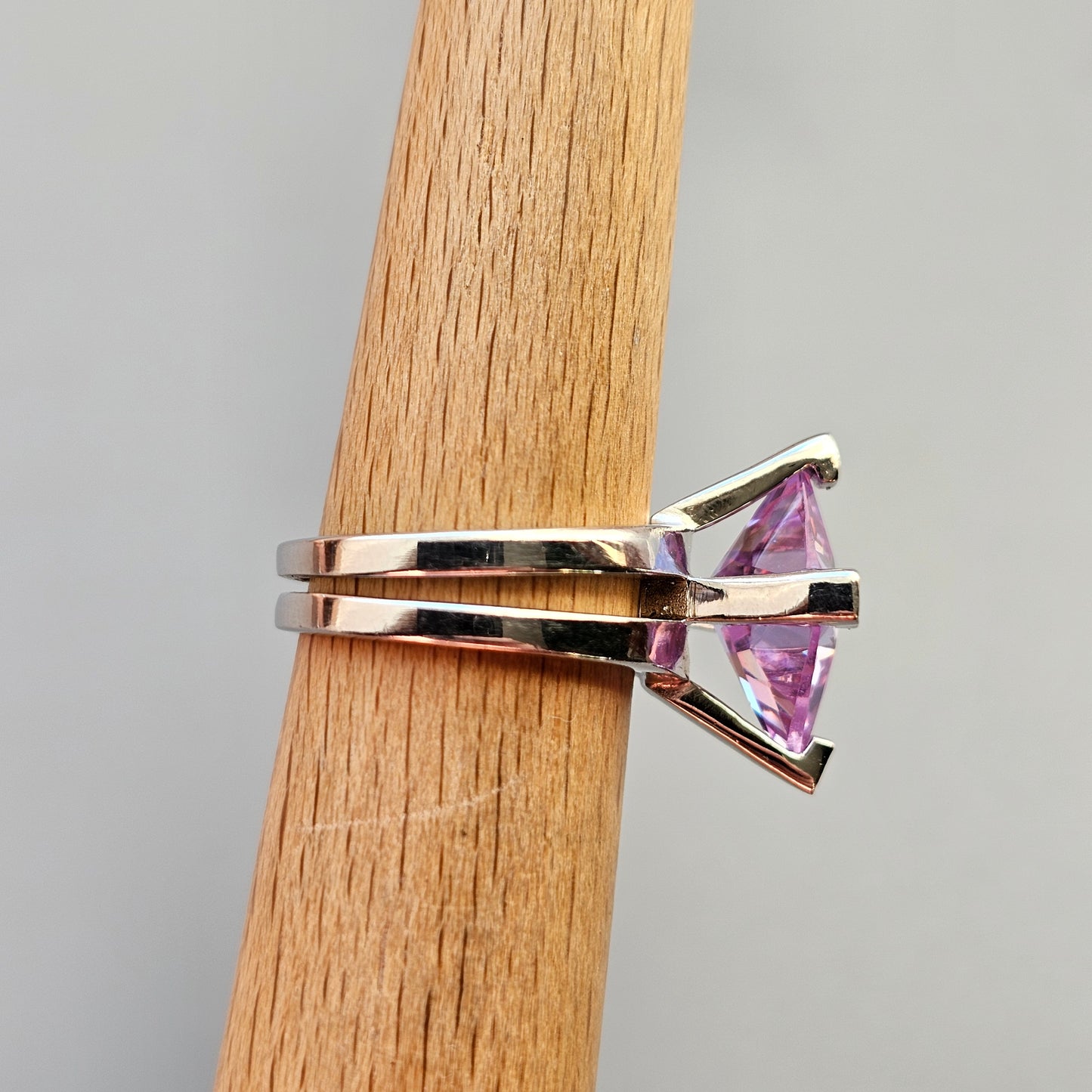 Sterling Silver & Square Cut Purple Cubic Zirconia Ring by Indo Nordic