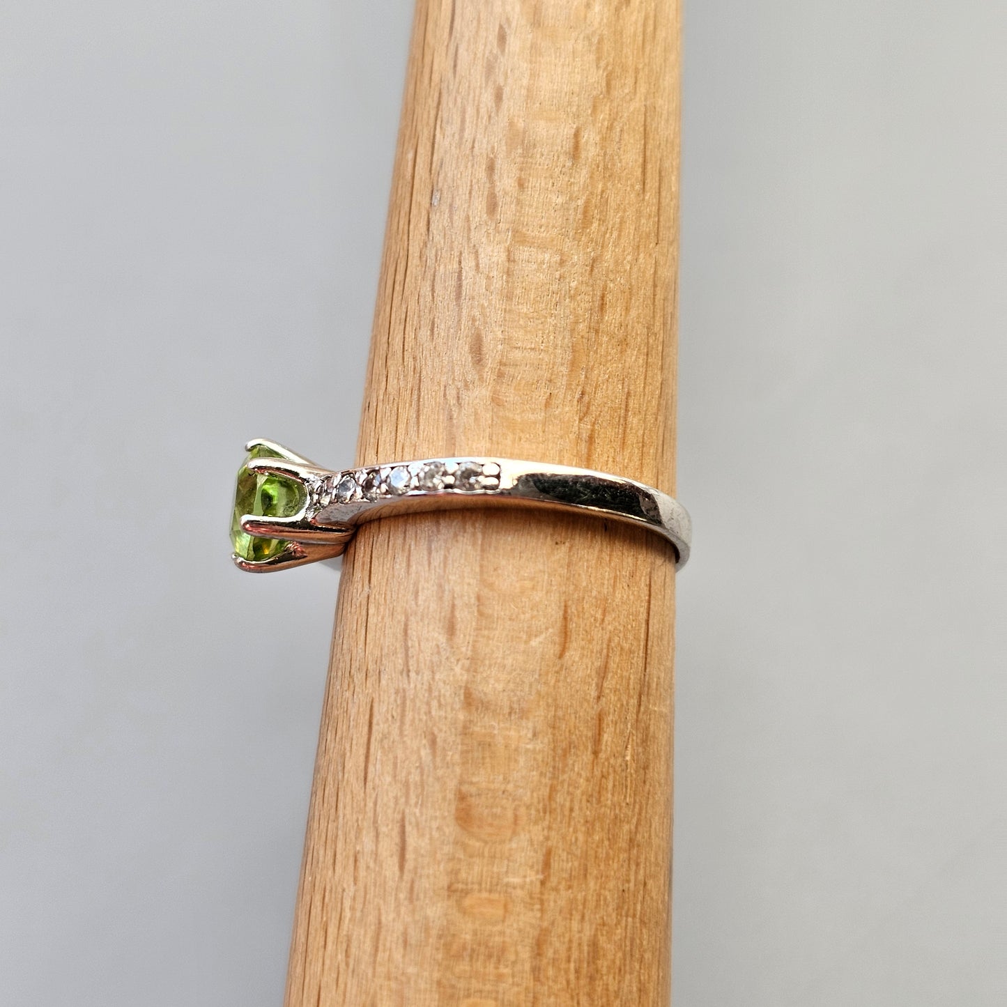 Peridot, Cubic Zirconia & Sterling Silver Ring
