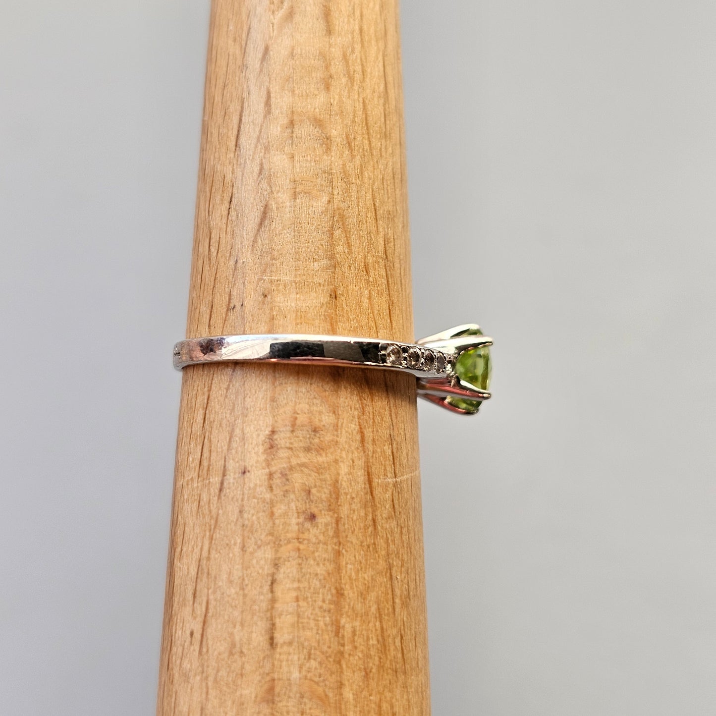 Peridot, Cubic Zirconia & Sterling Silver Ring