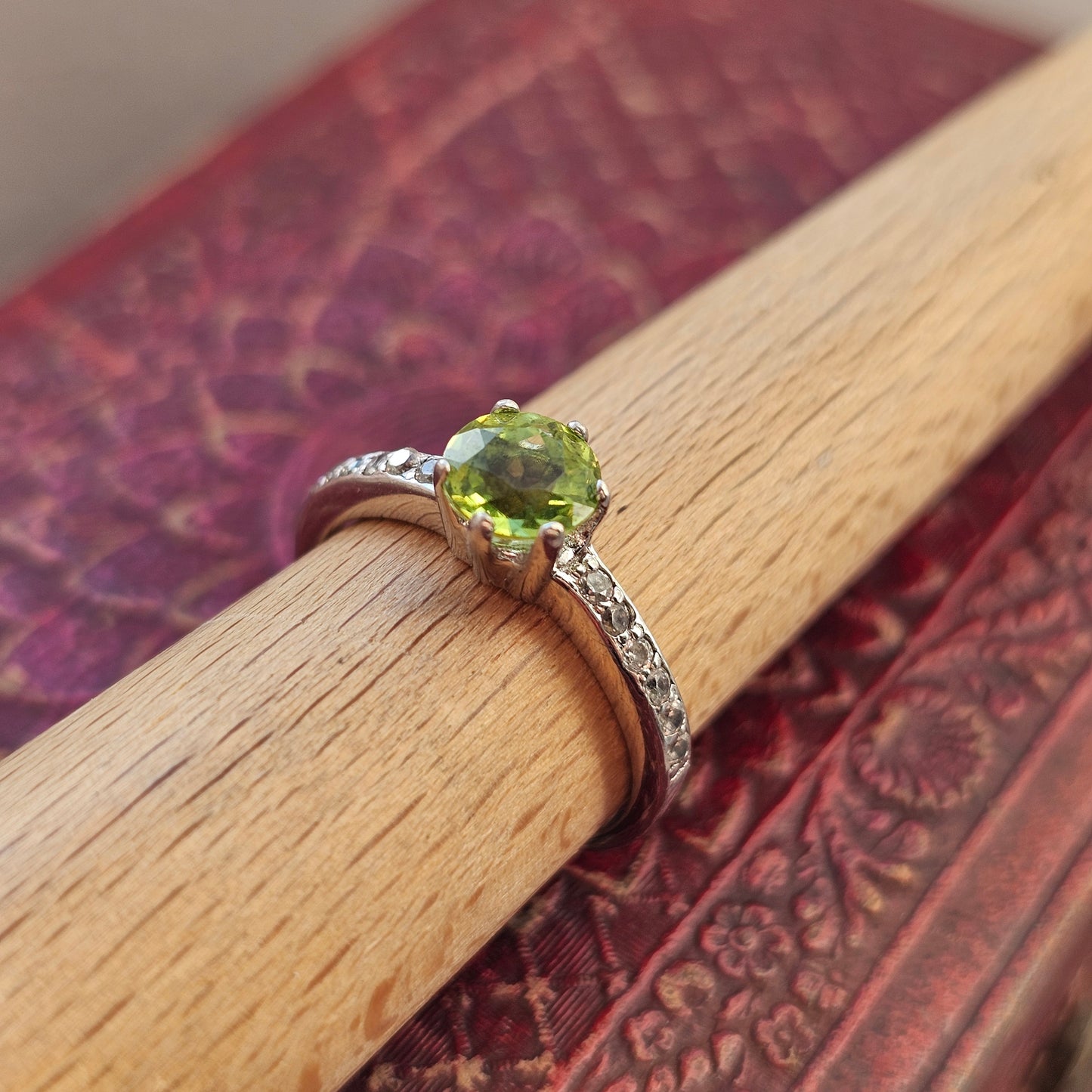 Peridot, Cubic Zirconia & Sterling Silver Ring