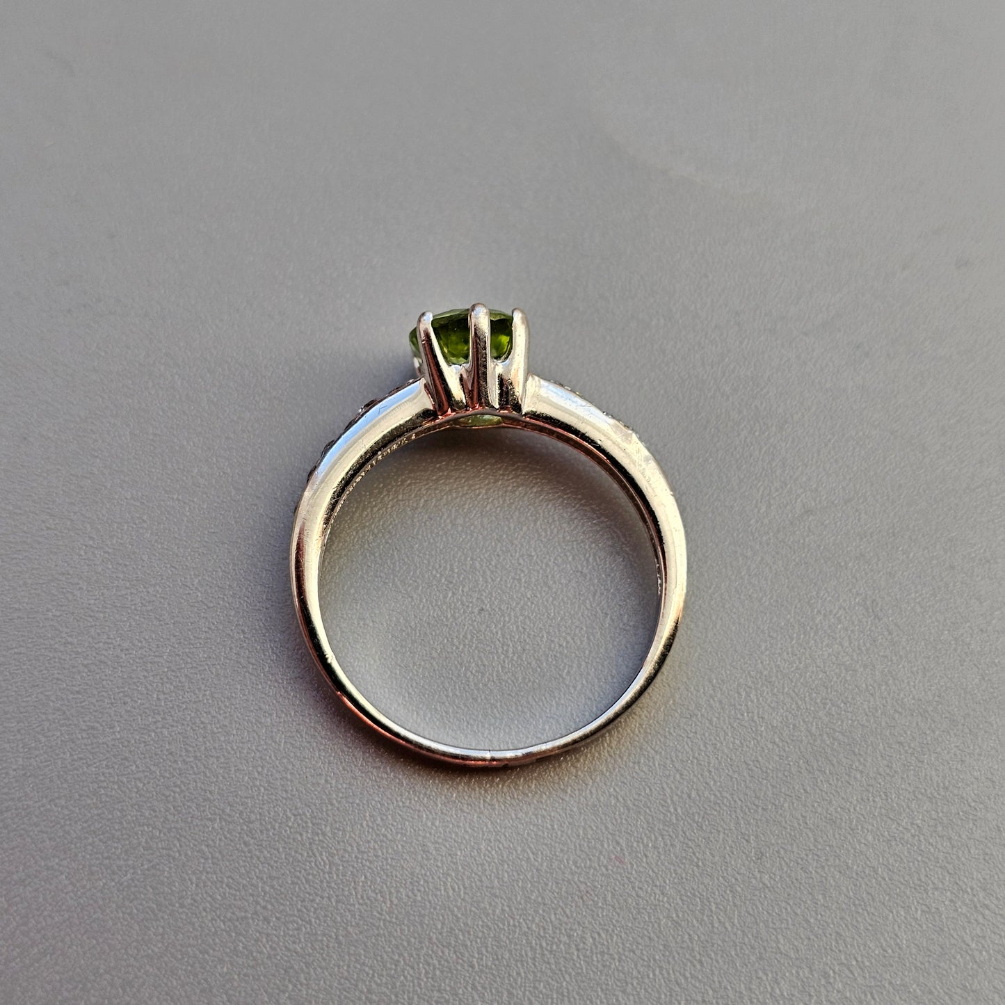Peridot, Cubic Zirconia & Sterling Silver Ring