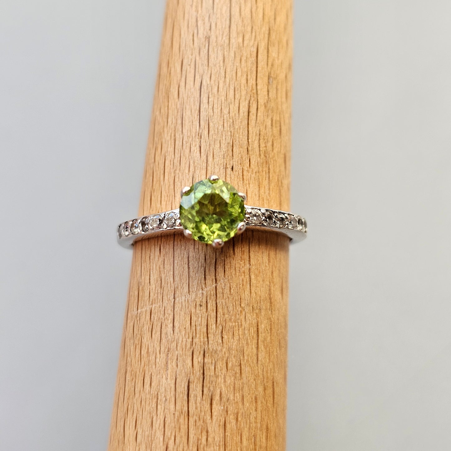 Peridot, Cubic Zirconia & Sterling Silver Ring