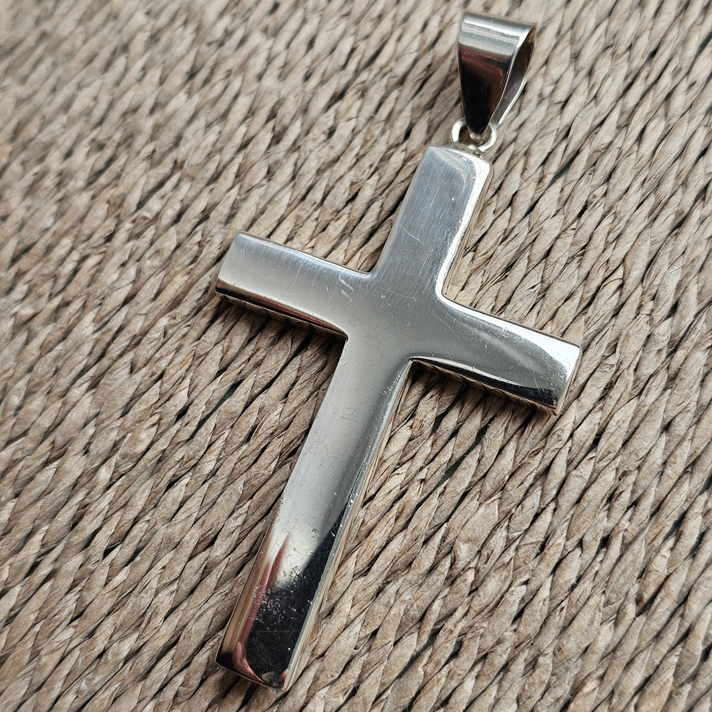 Solid Large Hallmarked Sterling Silver Cross Necklace Pendant