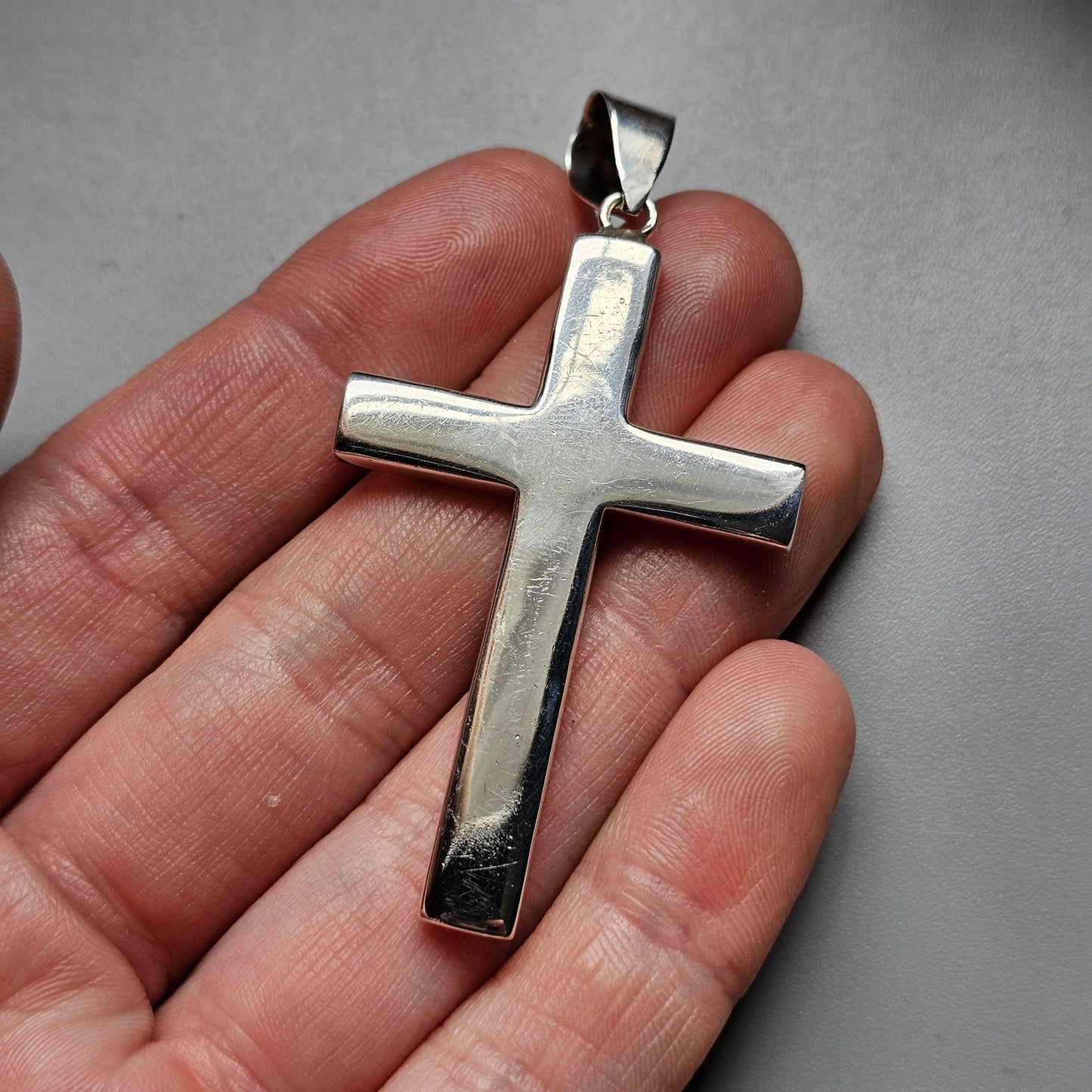 Solid Large Hallmarked Sterling Silver Cross Necklace Pendant