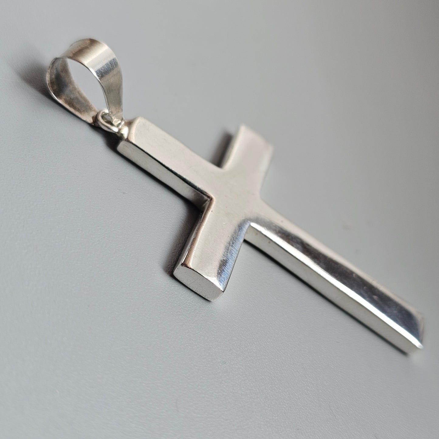 Solid Large Hallmarked Sterling Silver Cross Necklace Pendant