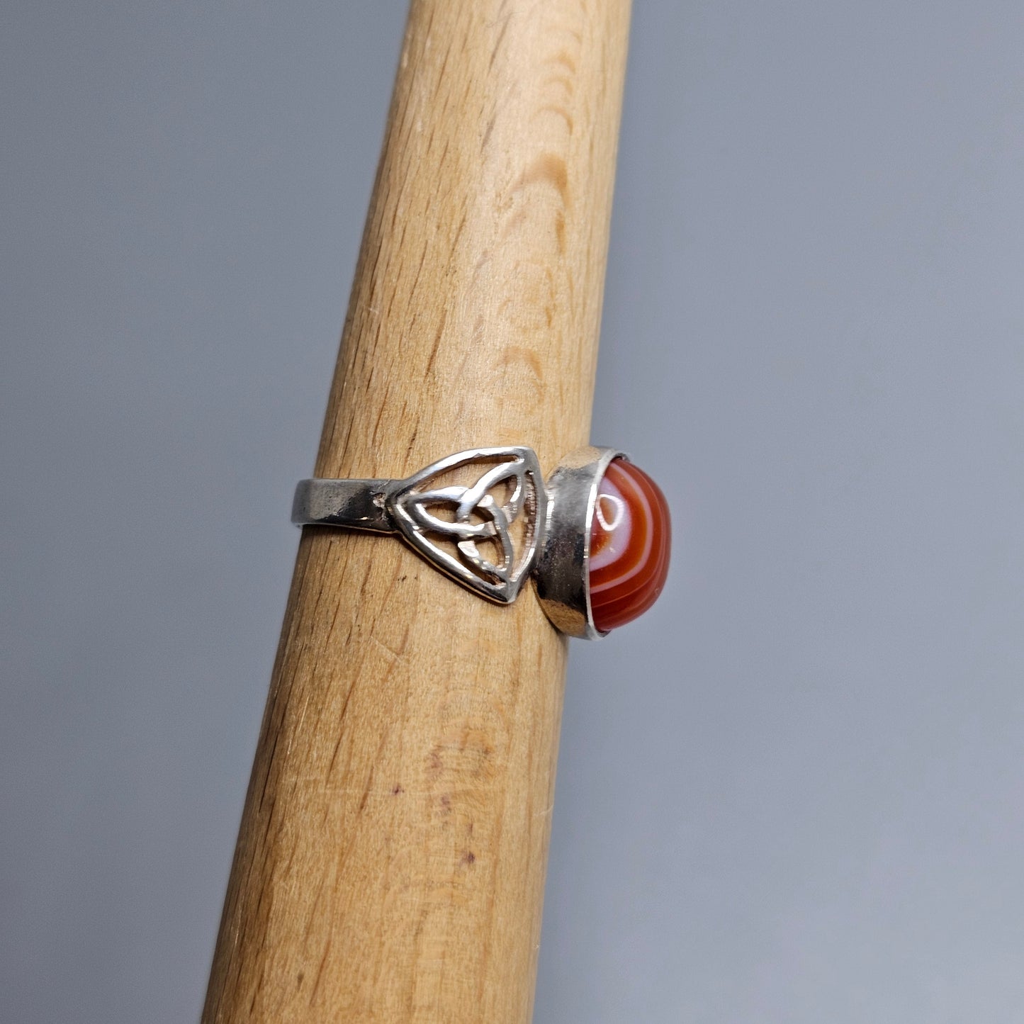 Vintage Silver & Carnelian Agate Ring - UK Ring Size K 1/2 -  US Ring Size 5.5