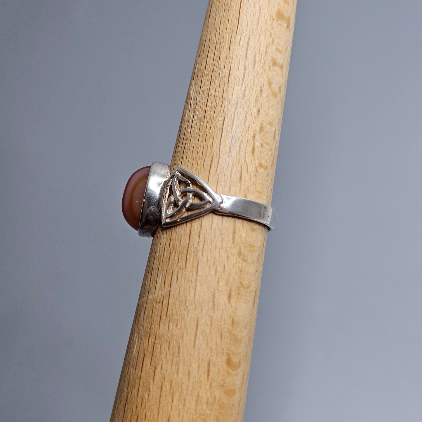 Vintage Silver & Carnelian Agate Ring - UK Ring Size K 1/2 -  US Ring Size 5.5