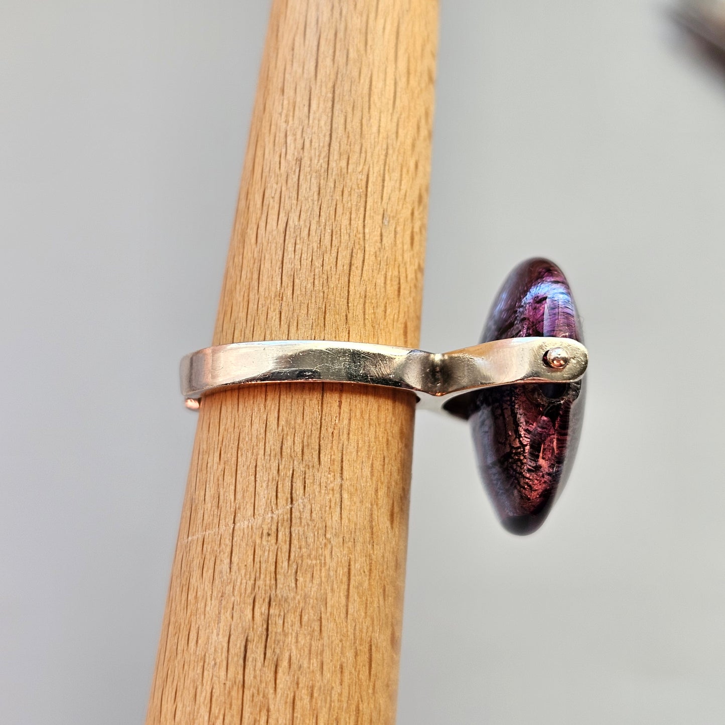 Vintage Italian Sterling Silver & Dichroic Glass Swivel Ring