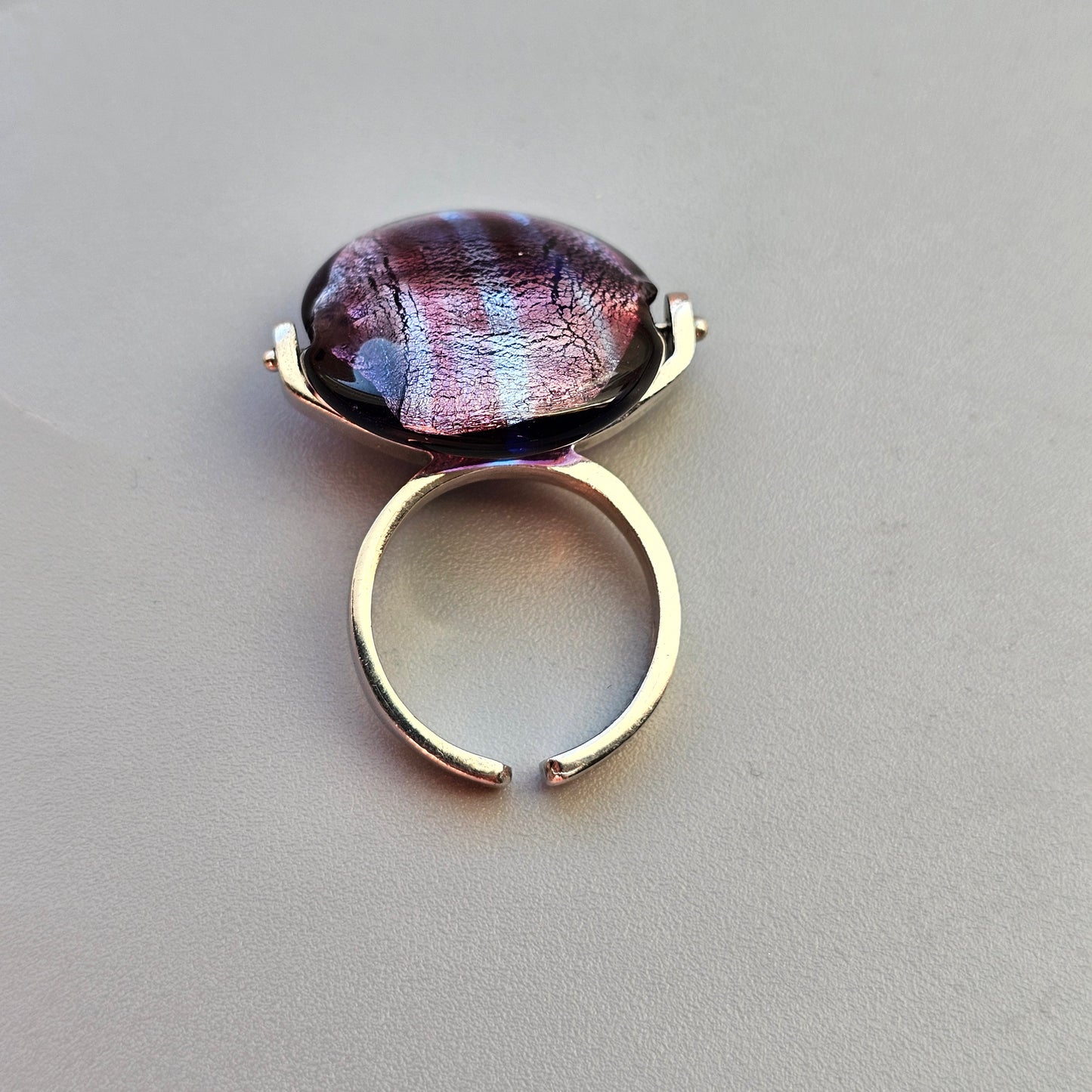Vintage Italian Sterling Silver & Dichroic Glass Swivel Ring