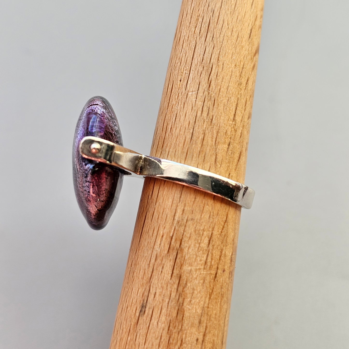 Vintage Italian Sterling Silver & Dichroic Glass Swivel Ring