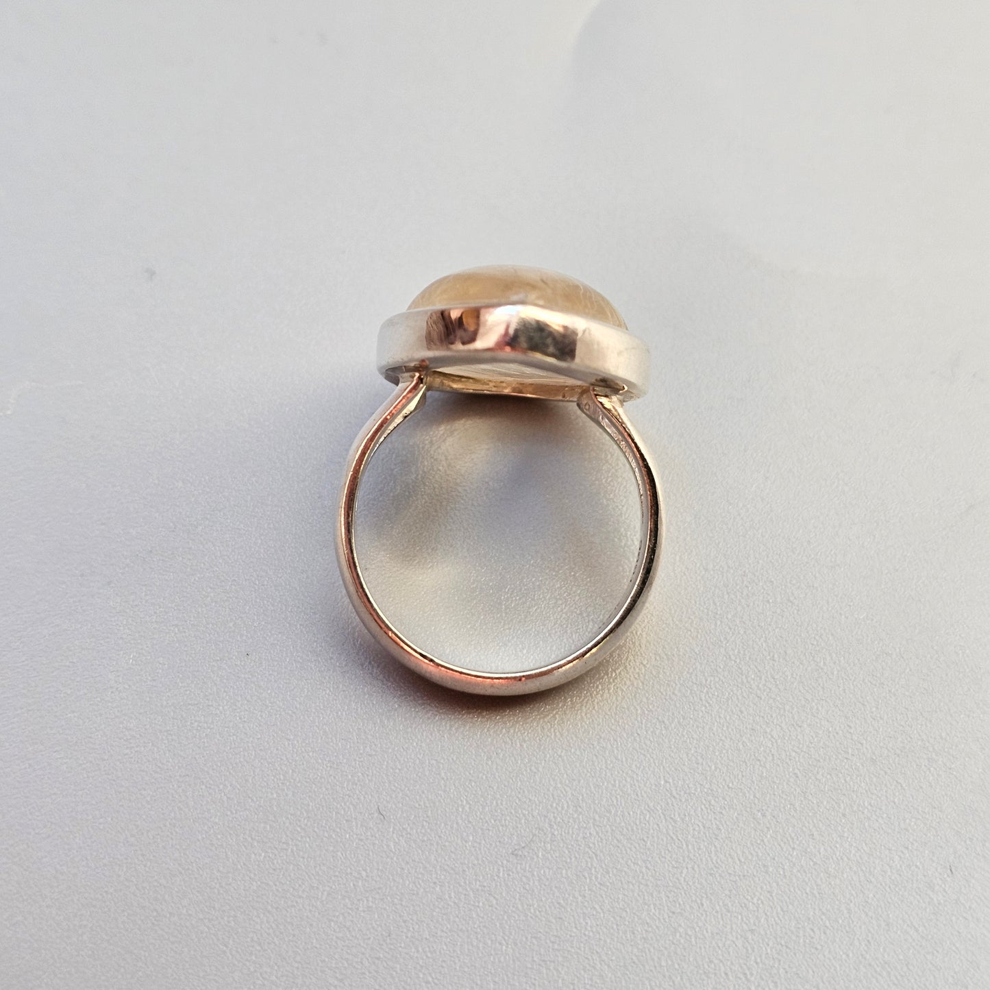Sterling Silver & Tear Drop Angel Hair Rutilated Quartz Ring