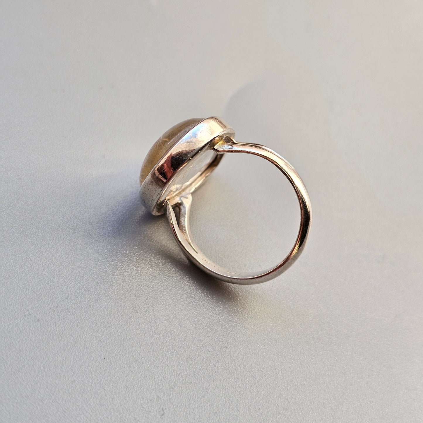 Sterling Silver & Tear Drop Angel Hair Rutilated Quartz Ring