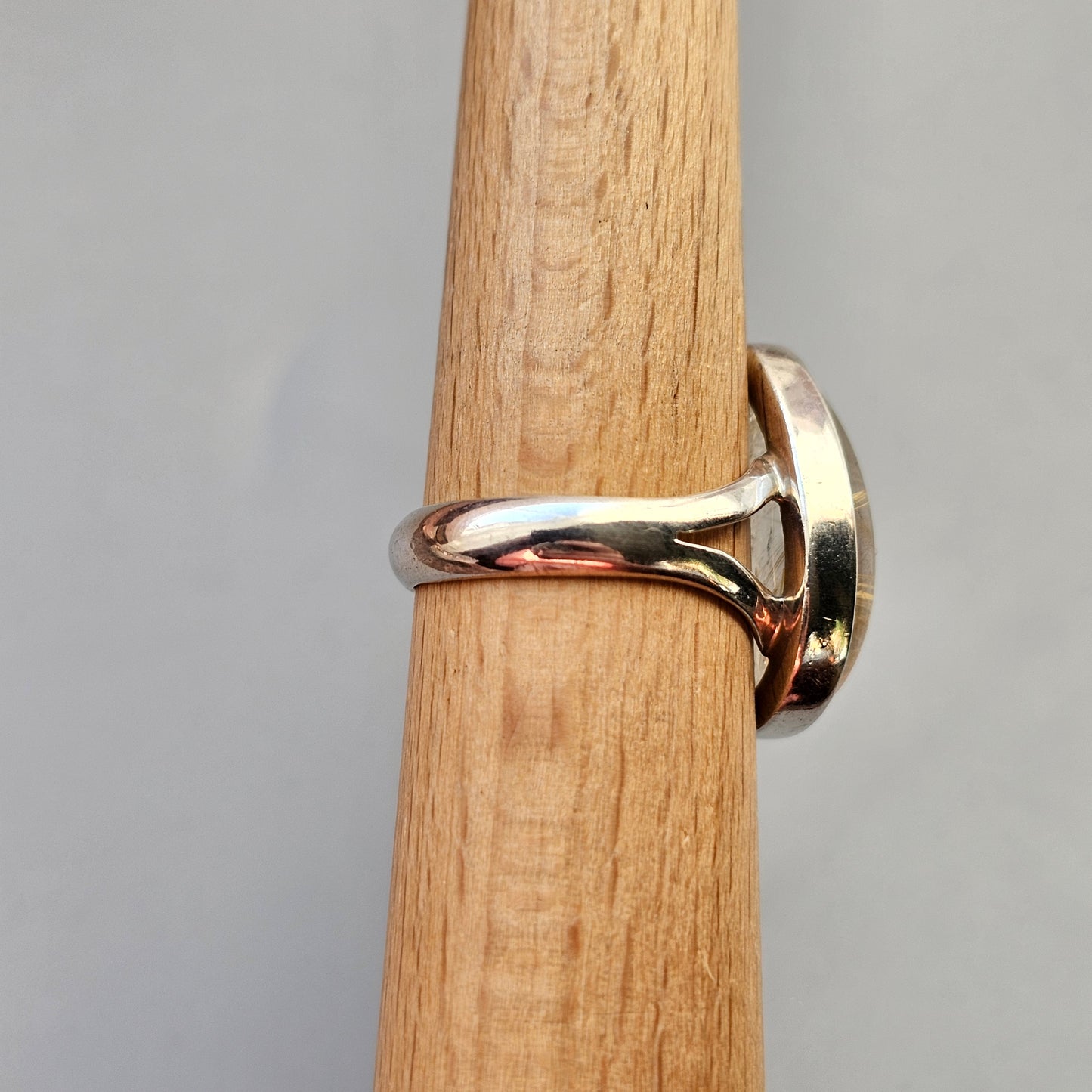 Sterling Silver & Tear Drop Angel Hair Rutilated Quartz Ring