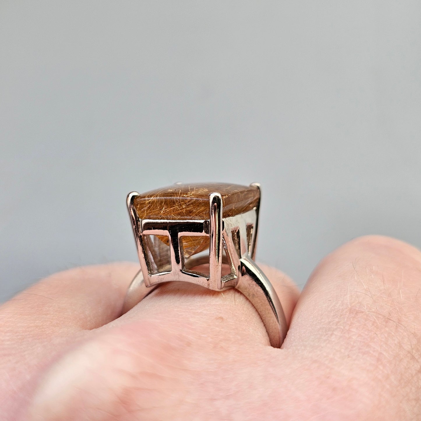 Sterling Silver & Angel Hair Rutilated Quartz Ring
