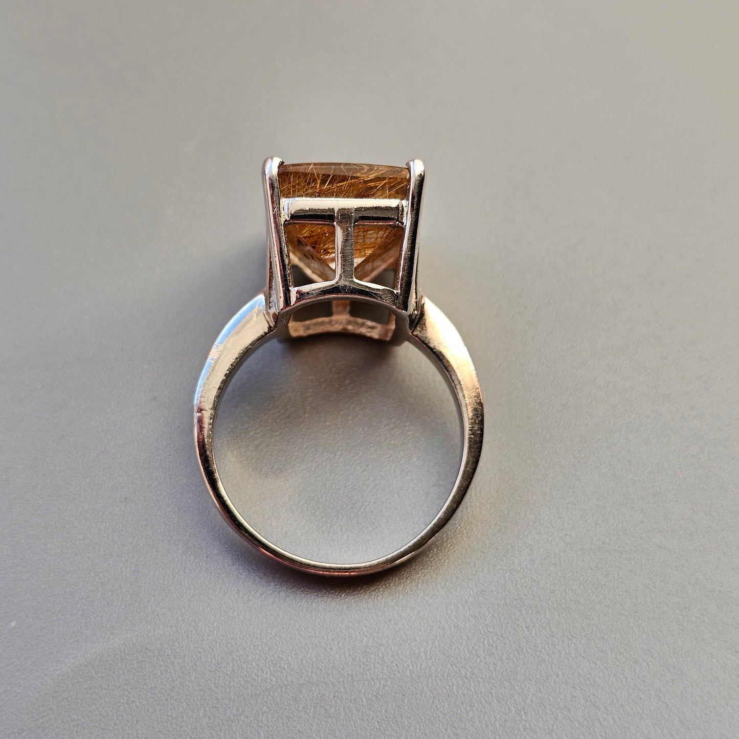 Sterling Silver & Angel Hair Rutilated Quartz Ring