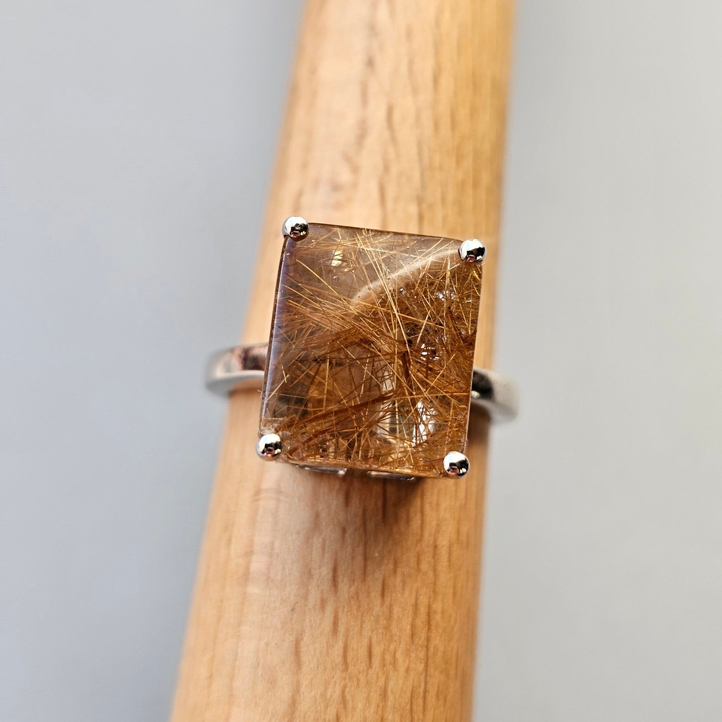 Sterling Silver & Angel Hair Rutilated Quartz Ring