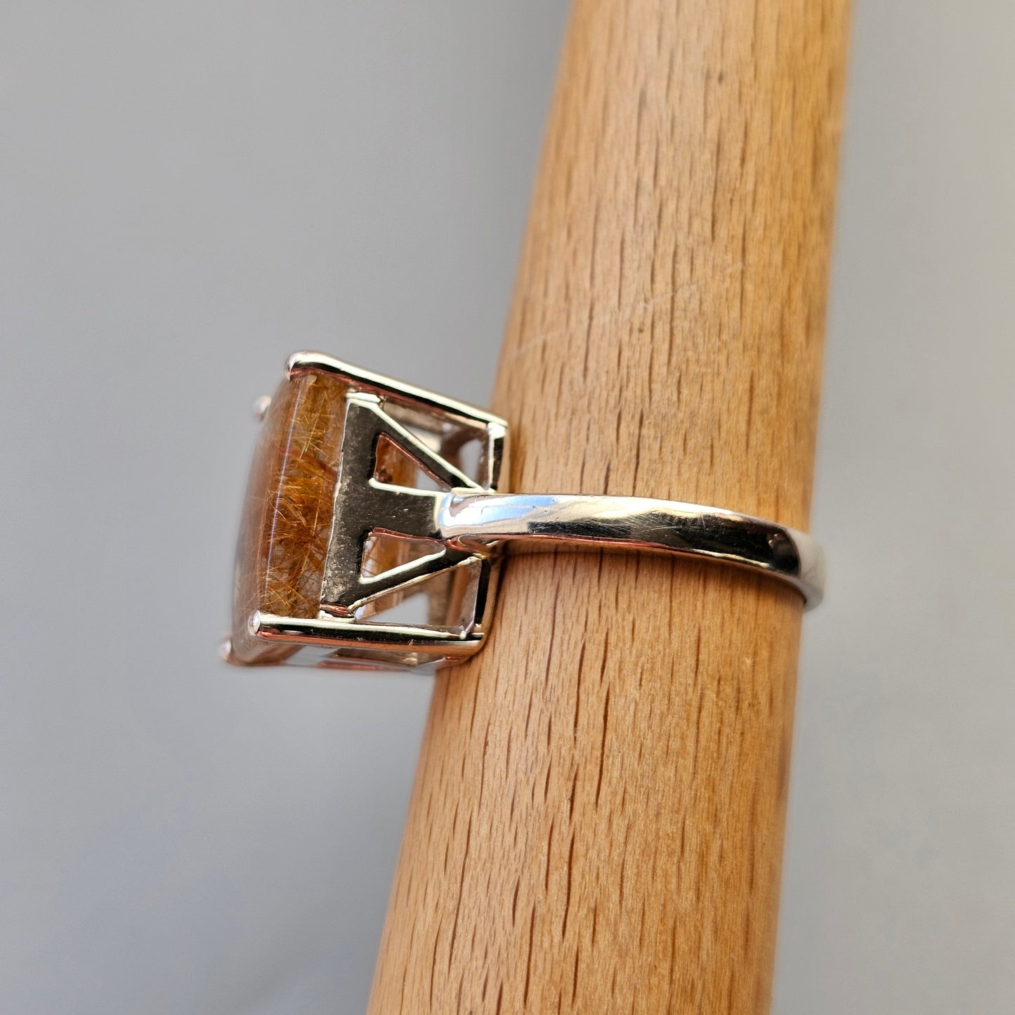 Sterling Silver & Angel Hair Rutilated Quartz Ring