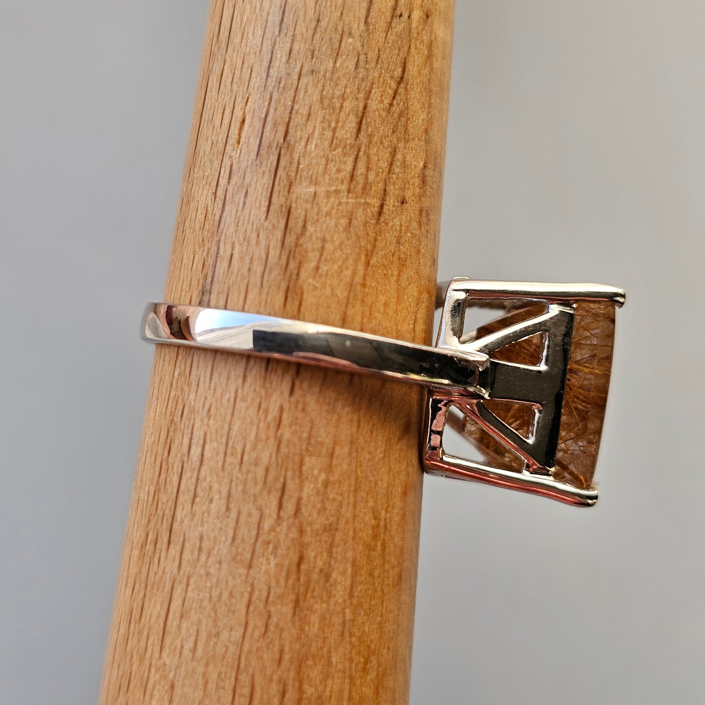 Sterling Silver & Angel Hair Rutilated Quartz Ring