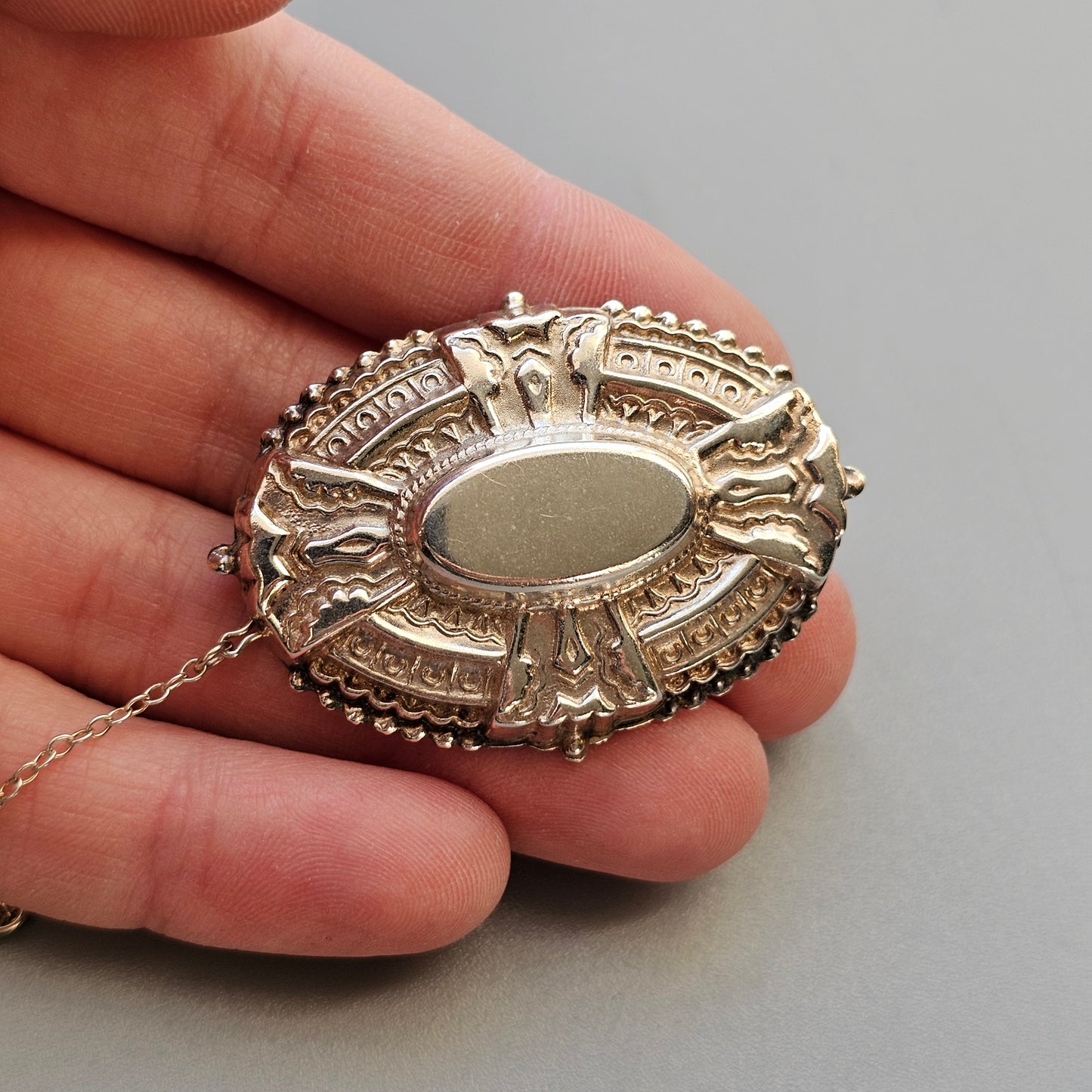 Vintage Victorian Revival Sterling Silver Brooch 1990