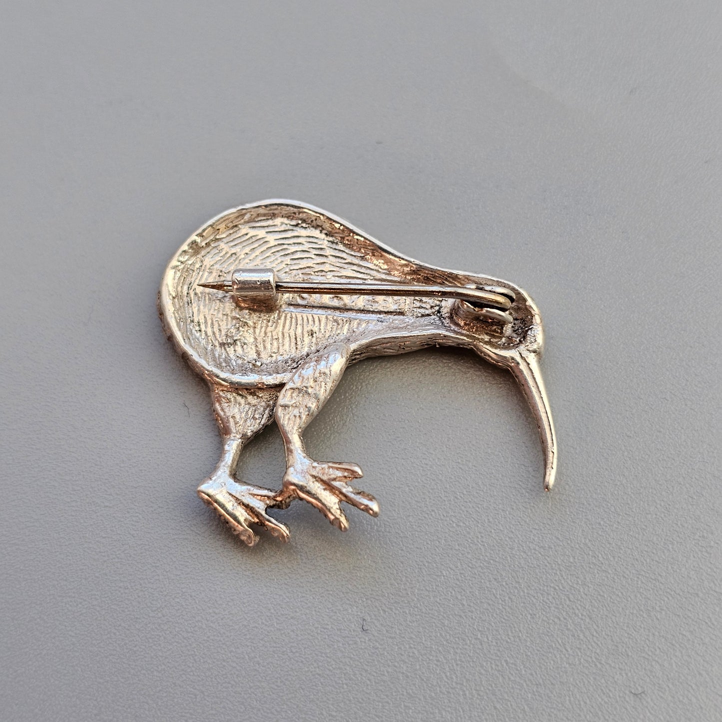 Vintage Silver & Paua Abalone Kiwi Bird Brooch