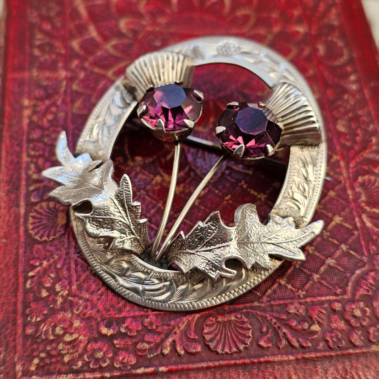 Vintage 1950s Scottish Sterling Silver Thistle Brooch by Ward Brothers 1952