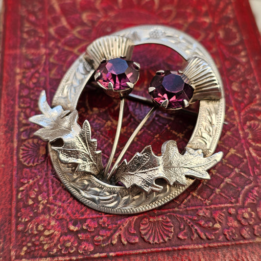 Vintage 1950s Scottish Sterling Silver Thistle Brooch by Ward Brothers 1952