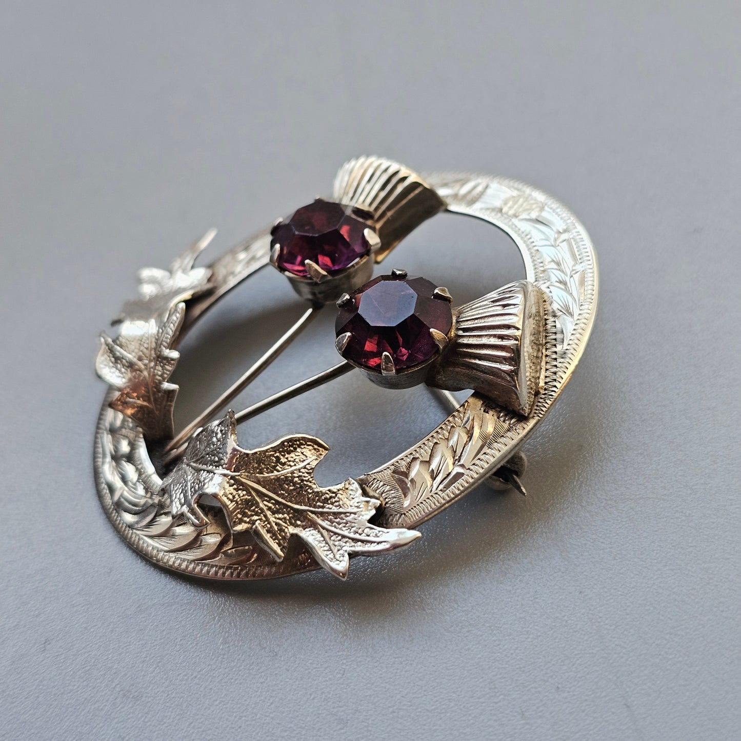 Vintage 1950s Scottish Sterling Silver Thistle Brooch by Ward Brothers 1952