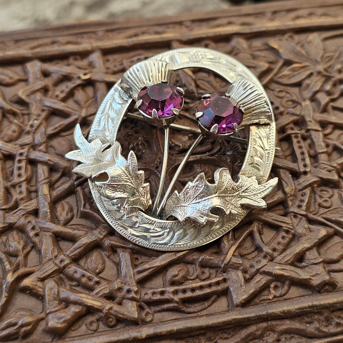 Vintage 1950s Scottish Sterling Silver Thistle Brooch by Ward Brothers 1952