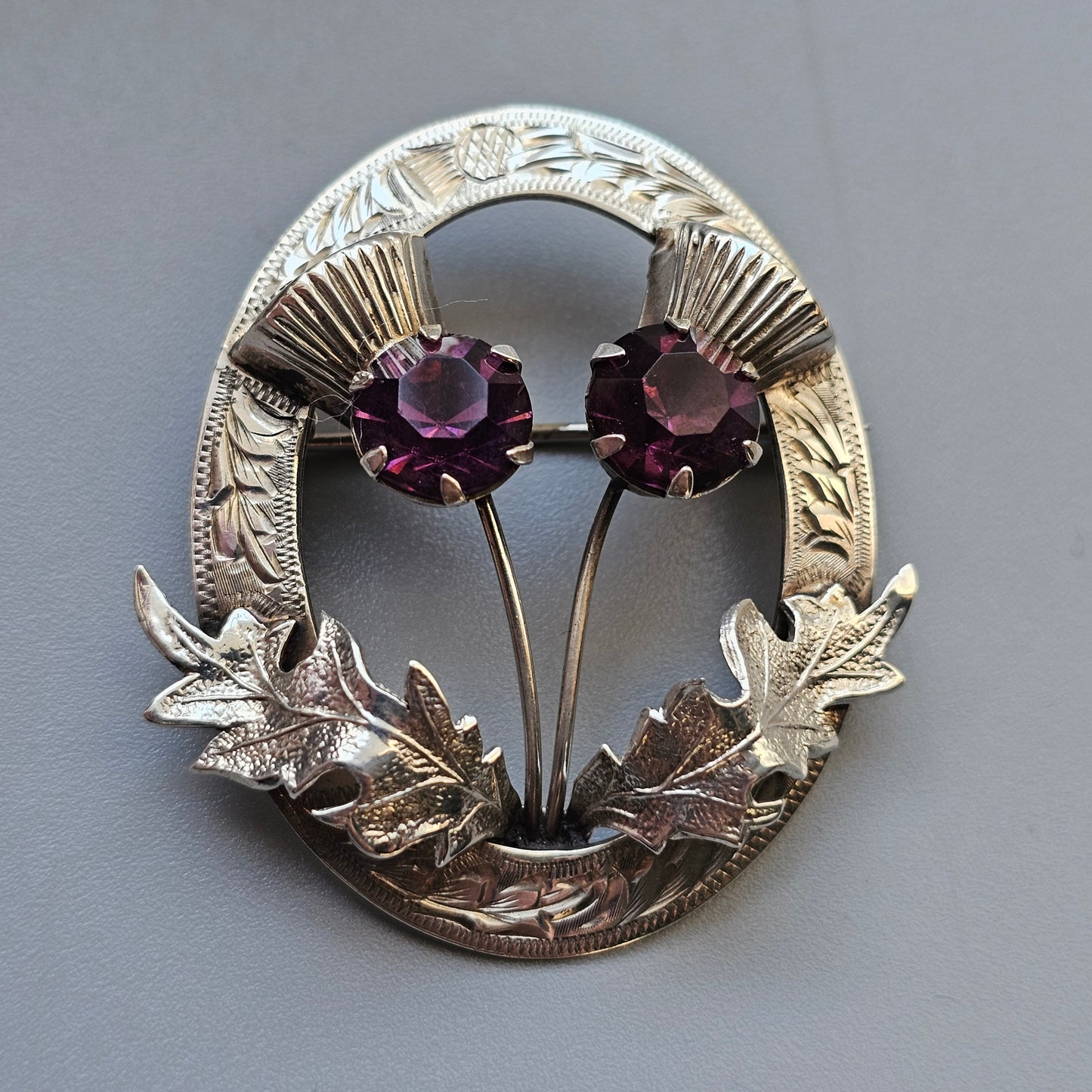 Vintage 1950s Scottish Sterling Silver Thistle Brooch by Ward Brothers 1952