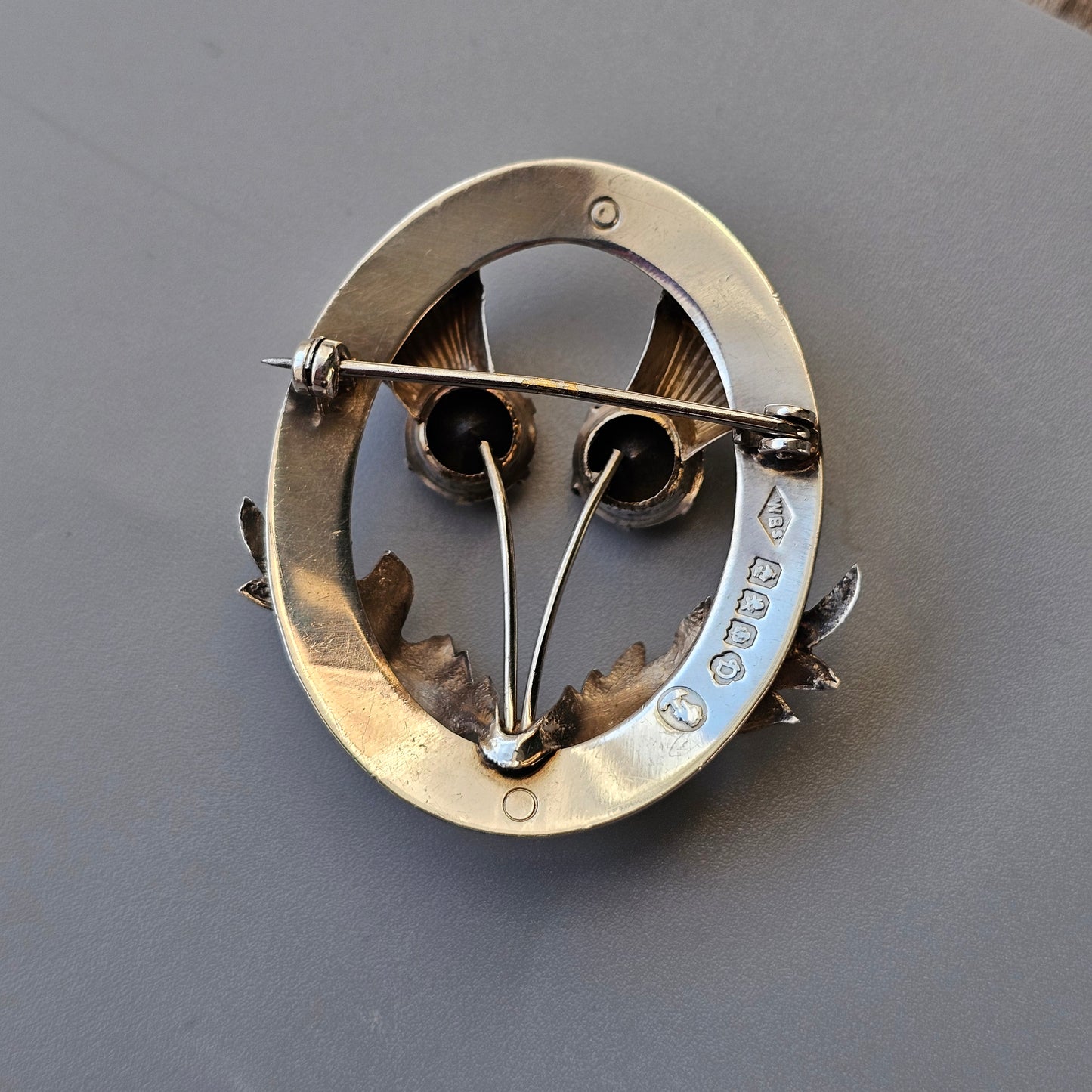 Vintage 1950s Scottish Sterling Silver Thistle Brooch by Ward Brothers 1952