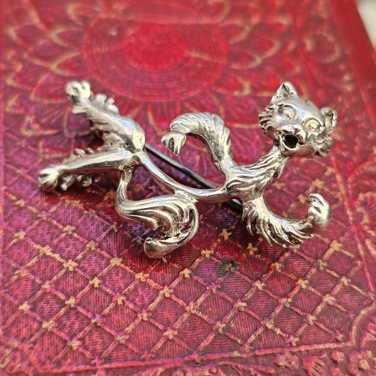 Vintage Silver Cat Brooch
