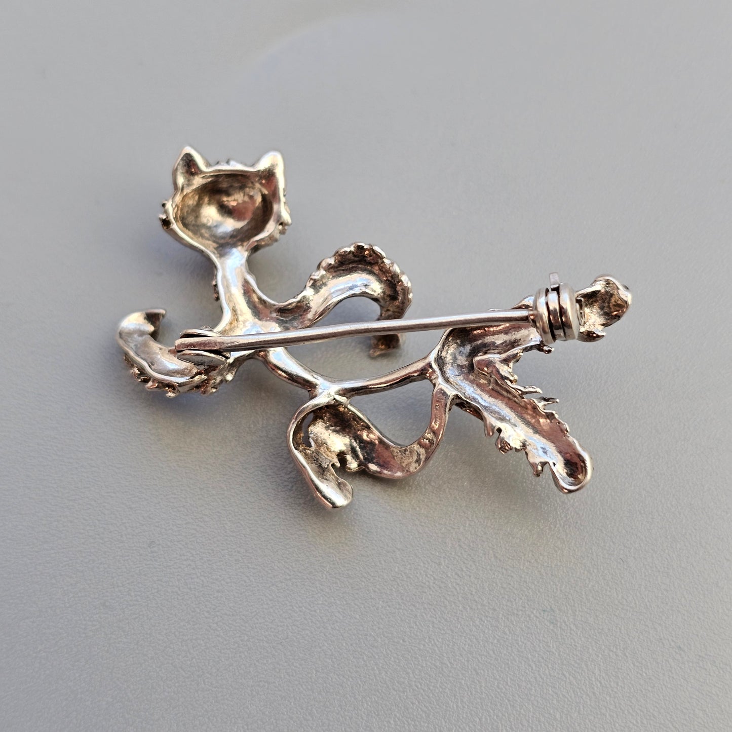 Vintage Silver Cat Brooch