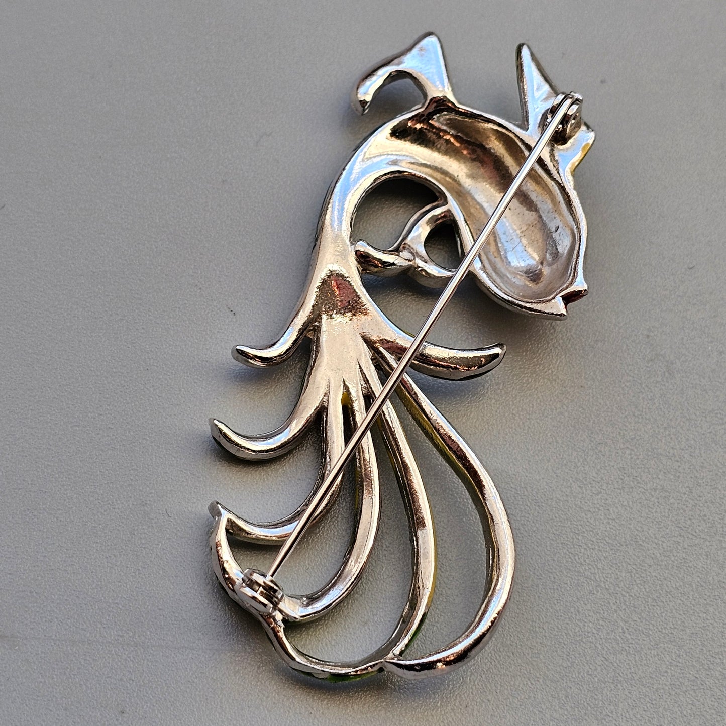 Vintage 1950s 60s Marcasite & Enamel Fish Costume Brooch