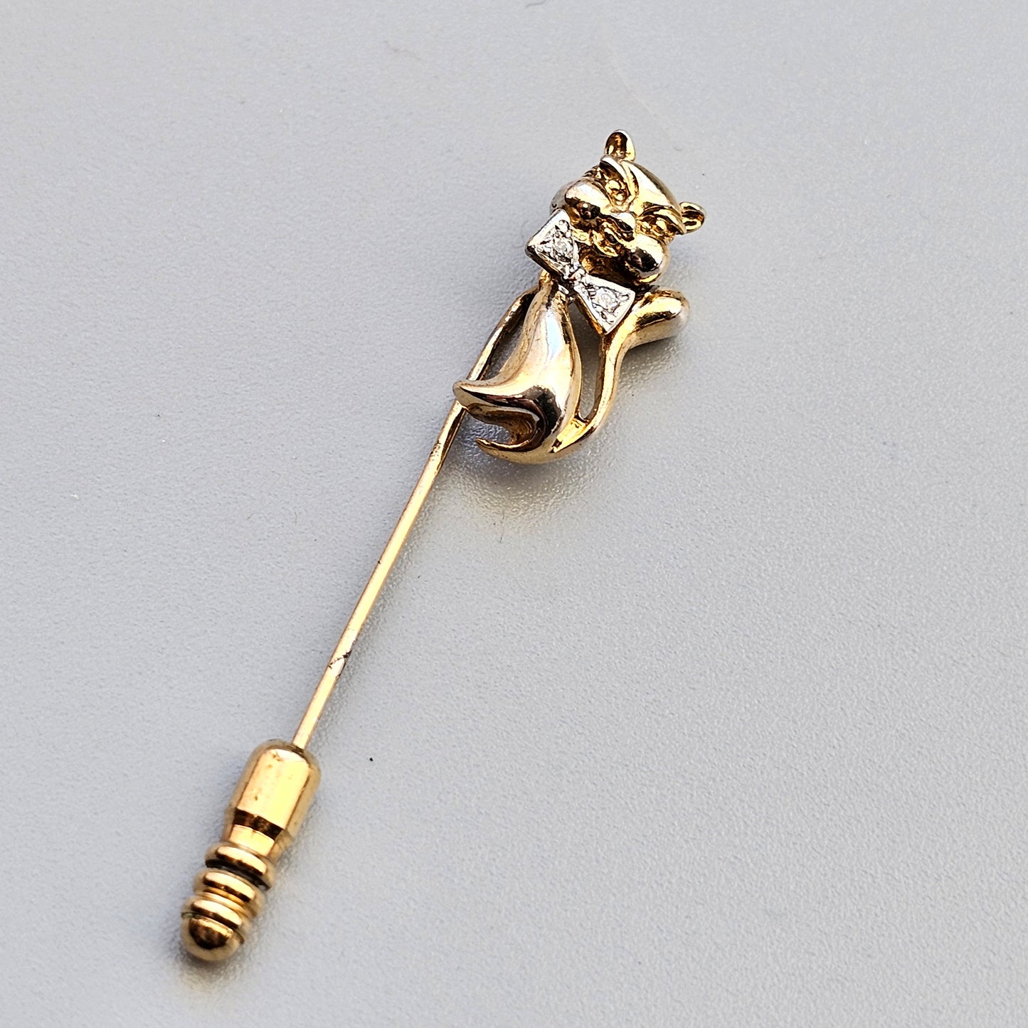 Vintage Gold Plated Sterling Silver Cat Stick Pin