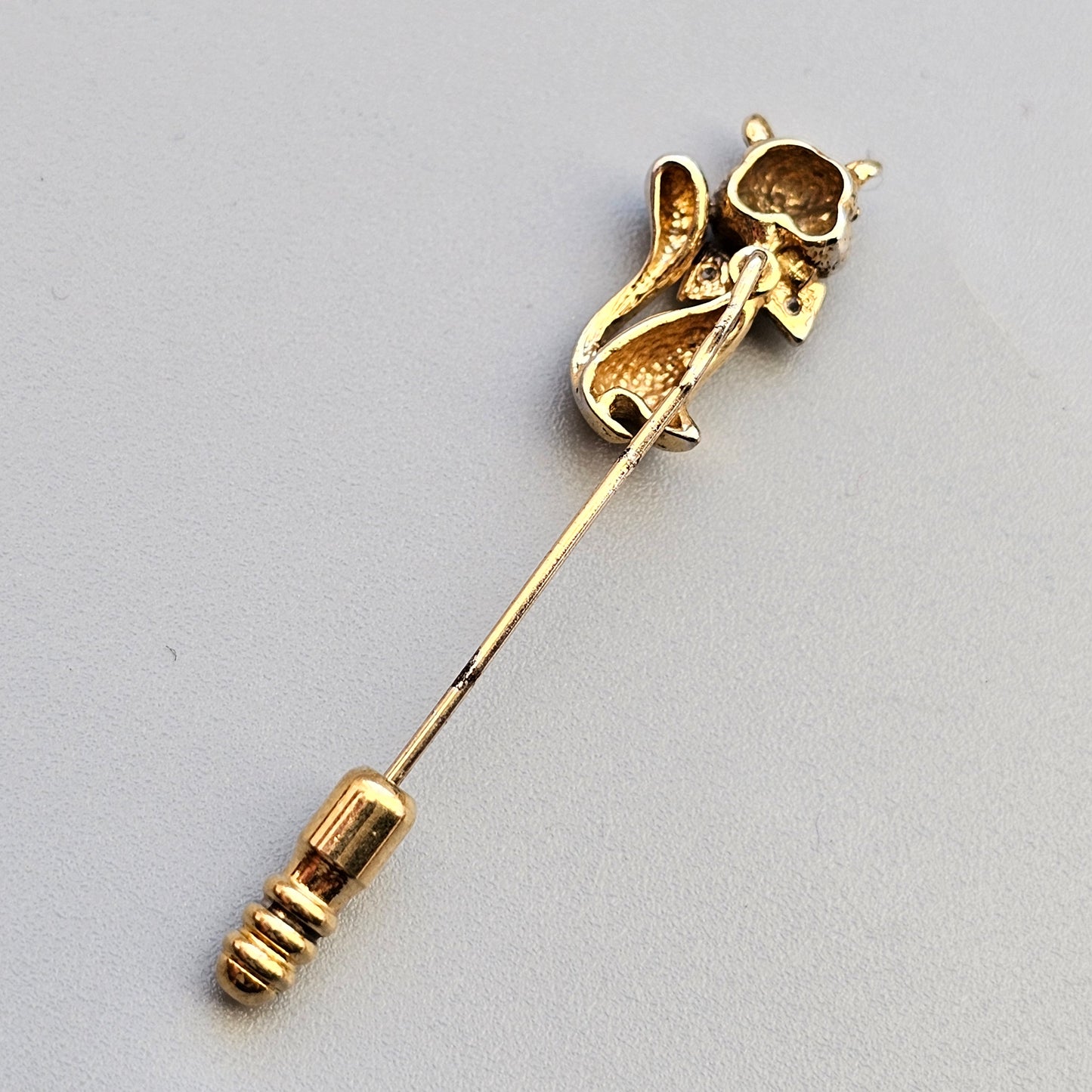 Vintage Gold Plated Sterling Silver Cat Stick Pin