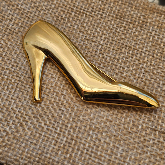 Vintage Gold-tone High-Heel Shoe Brooch