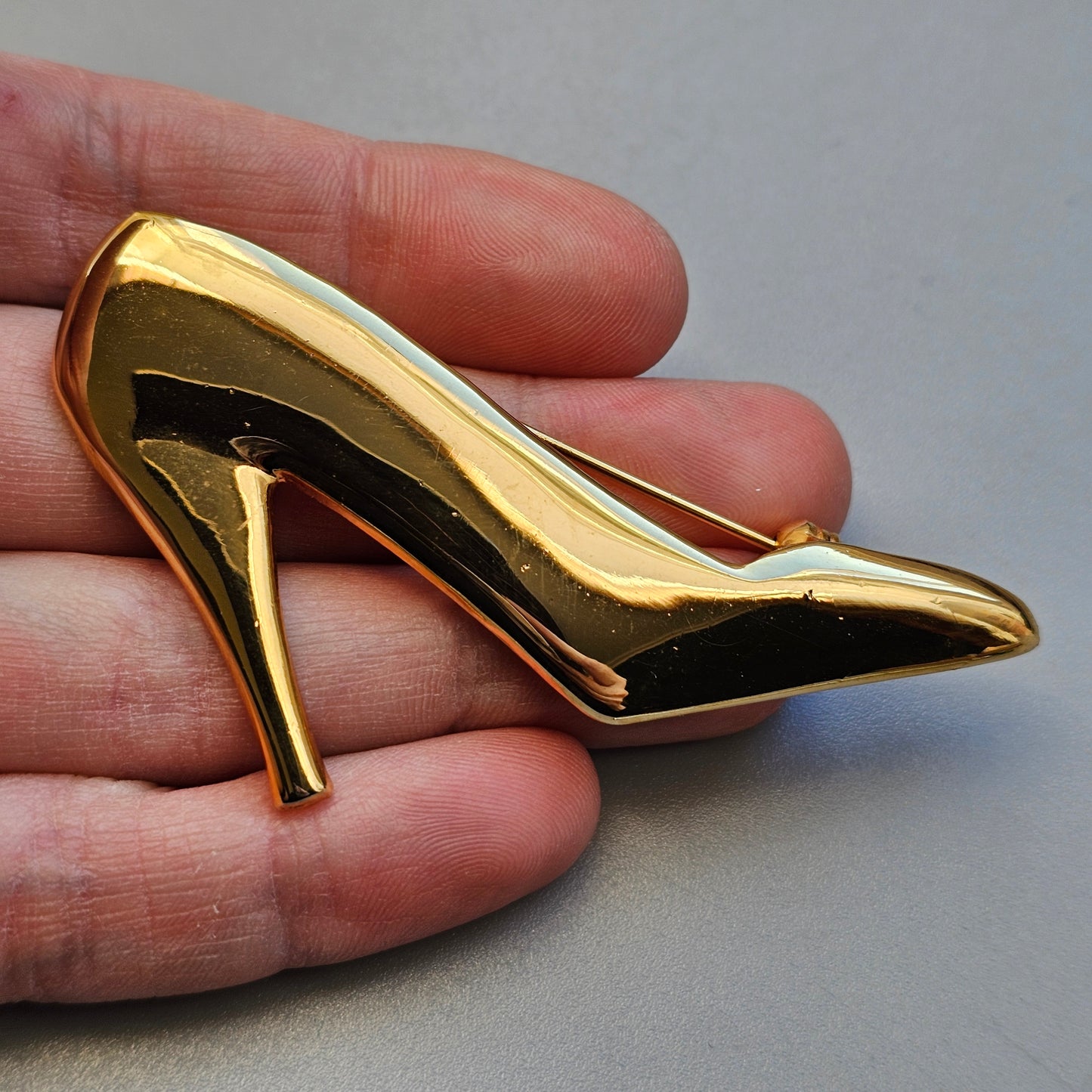 Vintage Gold-tone High-Heel Shoe Brooch