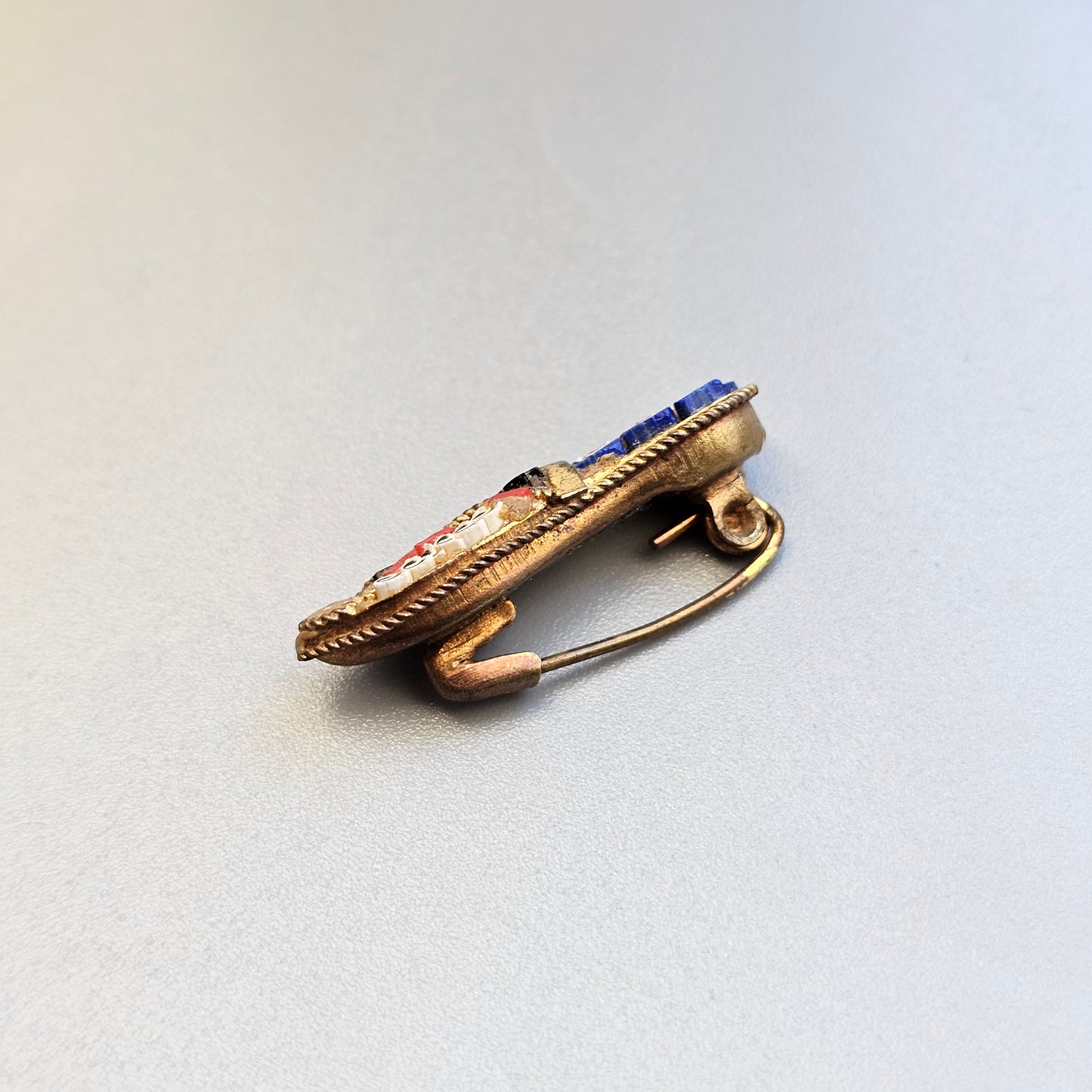 Small Vintage Micro Mosaic Shoe Brooch Italy