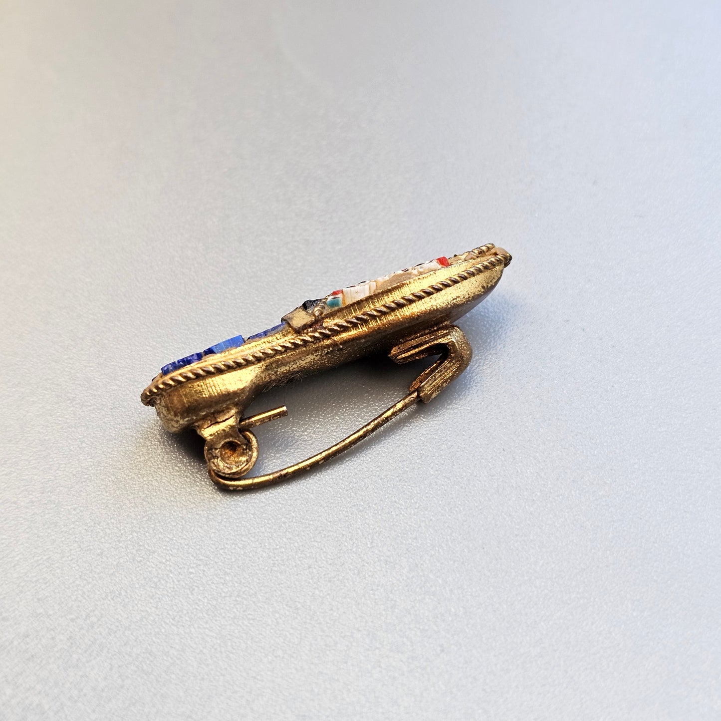 Small Vintage Micro Mosaic Shoe Brooch Italy